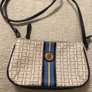 Tommy Hilfiger Patterned Crossbody Bag with Blue and Yellow Stripe
